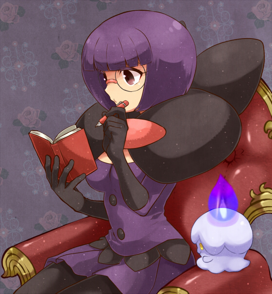 litwick and shauntal (pokemon and 1 more) drawn by irouha
