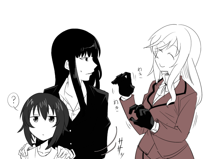 nishizumi maho, nishizumi shiho, and shimada chiyo (girls und panzer) drawn by mimuni362