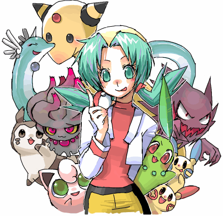 jigglypuff, kris, chikorita, furret, haunter, and 5 more (pokemon and 1 more)