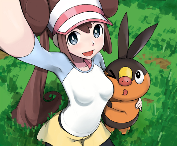 rosa and tepig (pokemon and 1 more) drawn by squid_neetommy