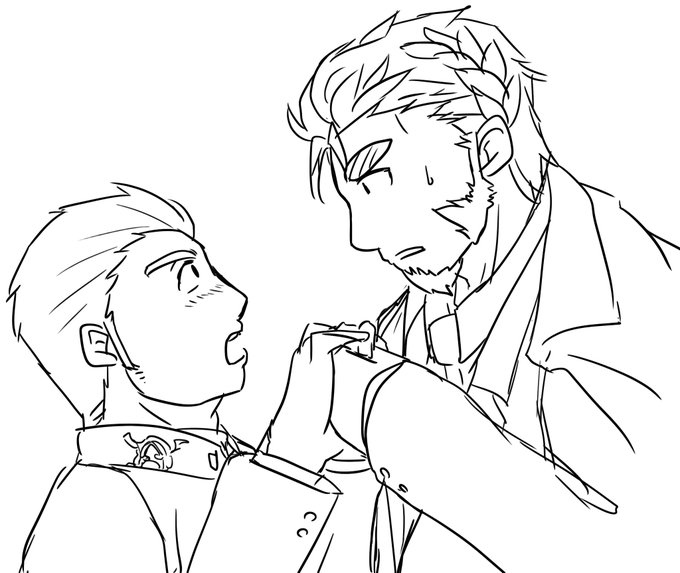 protagonist 3 and claude (tokyo afterschool summoners) drawn by indoman_x