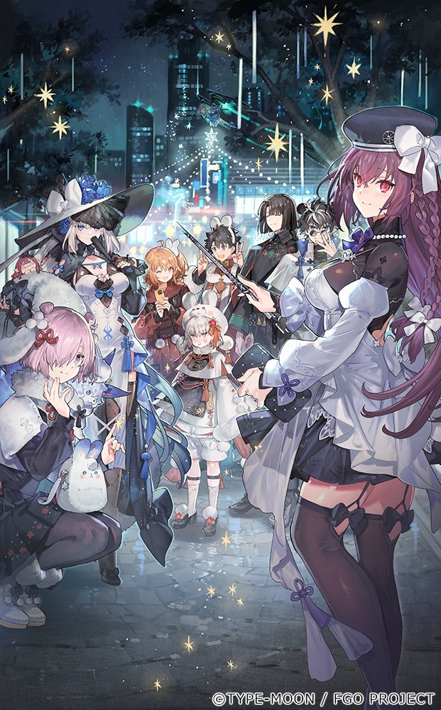 mash kyrielight, fujimaru ritsuka, scathach, baobhan sith, melusine, and 6 more (fate and 1 more) drawn by starshadowmagician