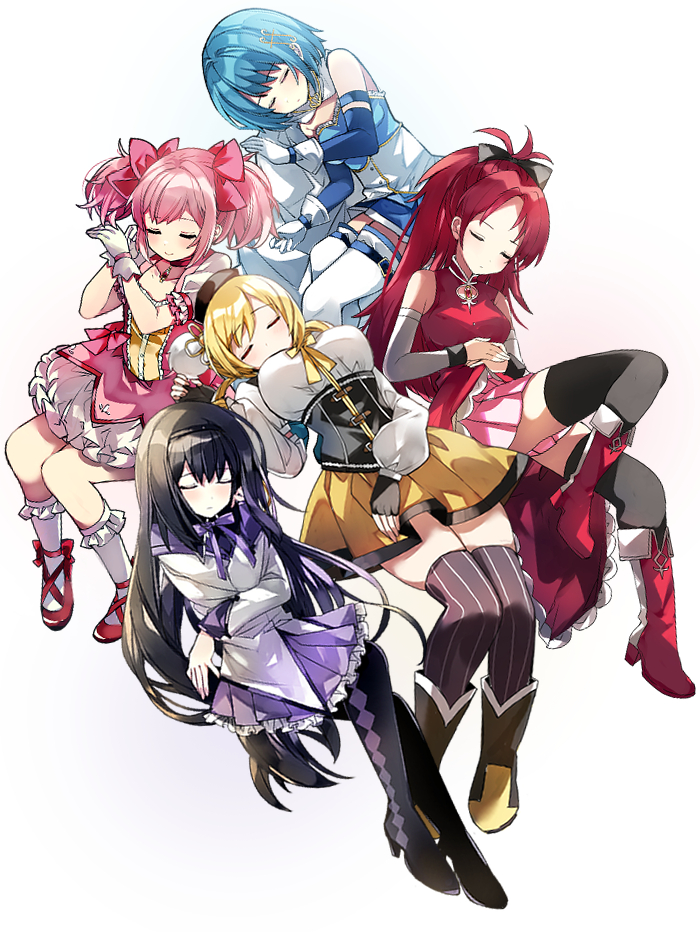akemi homura, kaname madoka, miki sayaka, sakura kyoko, and tomoe mami (mahou shoujo madoka magica) drawn by urabanasimati