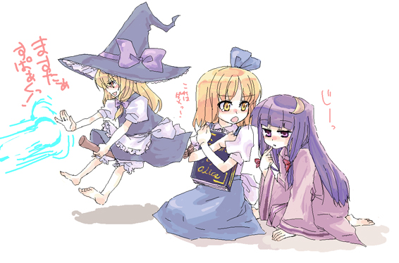 kirisame marisa, alice margatroid, and patchouli knowledge (touhou) drawn by tadano_kagekichi