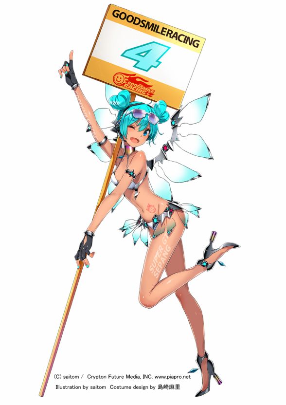 hatsune miku and racing miku (vocaloid and 2 more) drawn by saitou_masatsugu
