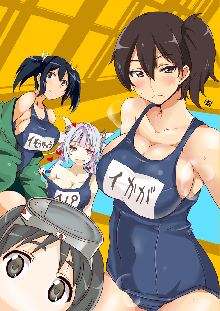 kaga, souryuu, i-19, and maru-yu (kantai collection) drawn by aoi_manabu