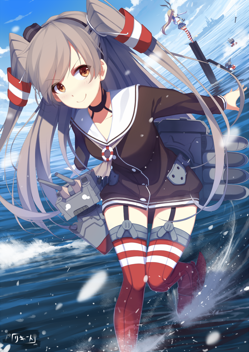 shimakaze, amatsukaze, rensouhou-chan, and rensouhou-kun (kantai collection) drawn by riki-to