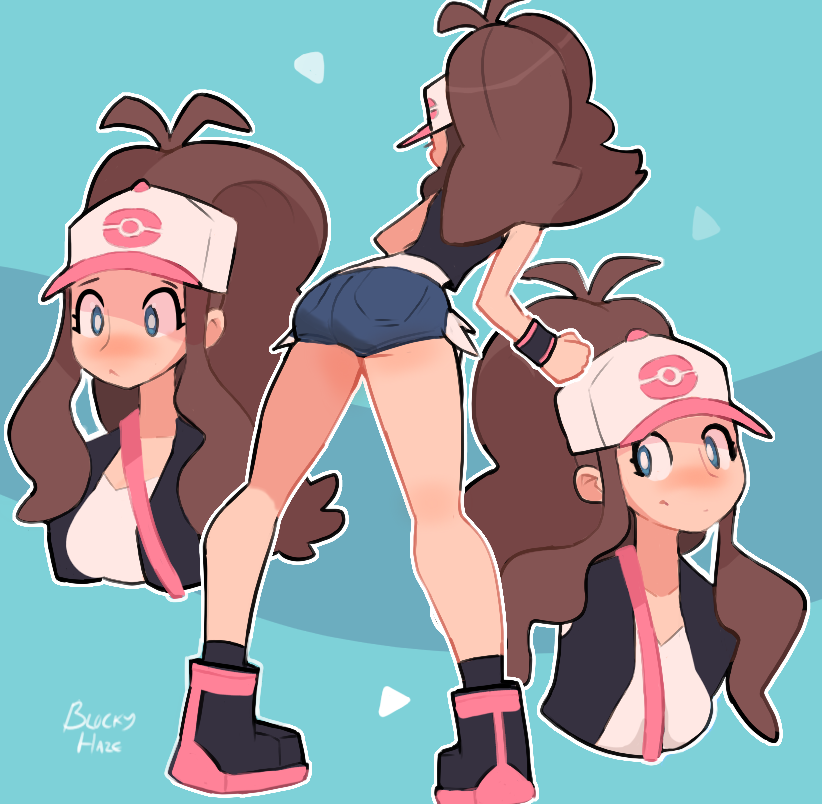 hilda (pokemon and 1 more) drawn by blockyhaze