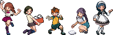 endou mamoru, otonashi haruna, raimon natsumi, kudou fuyuka, and kino aki (pokemon and 2 more) drawn by bazirukunn