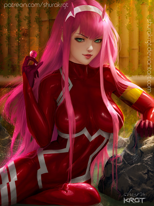 zero two (darling in the franxx) drawn by shurakrgt