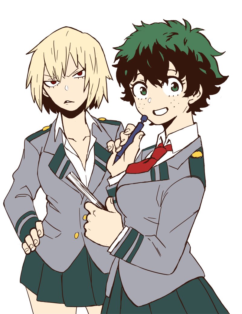 midoriya izuku and bakugou katsuki (boku no hero academia) drawn by monotsuki