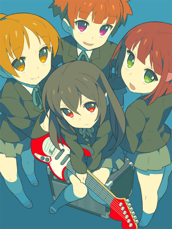 nakano azusa, hirasawa ui, suzuki jun, and azusa's friend (k-on!) drawn by itsumo_nokoru