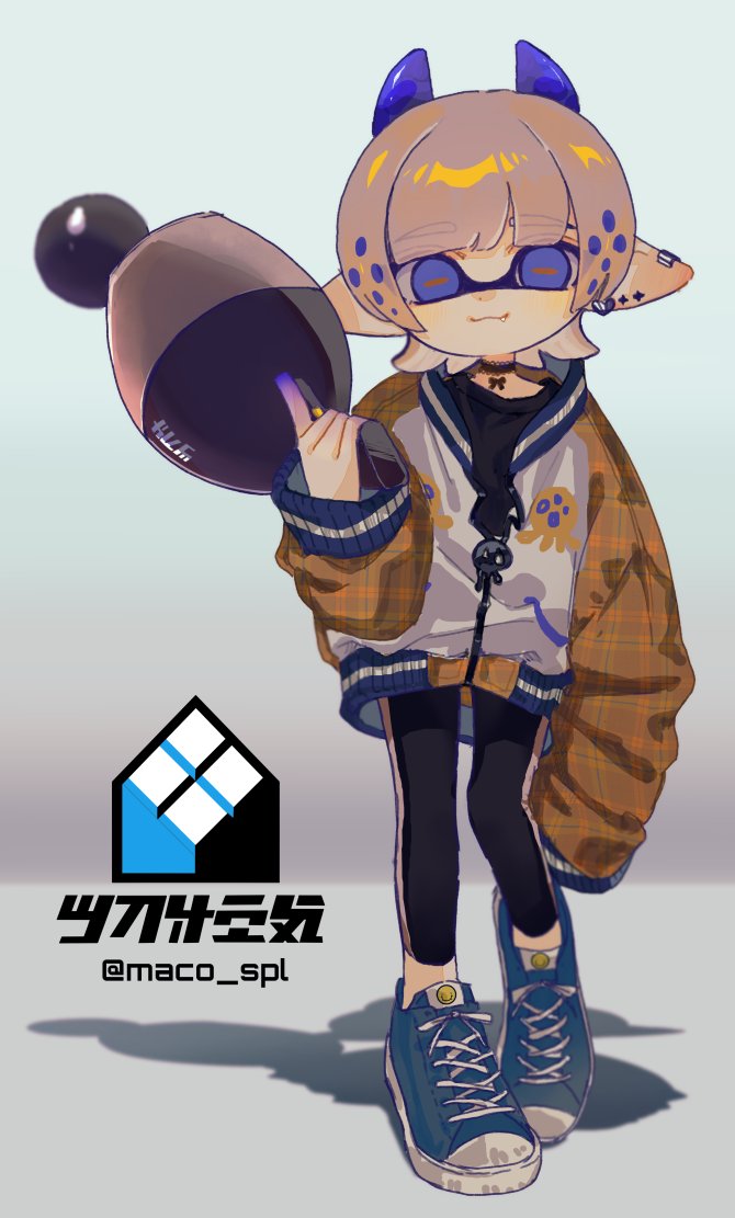 inkling player character and inkling girl (splatoon) drawn by maco_spl