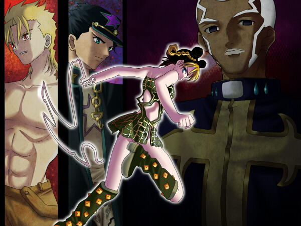 tohsaka rin, kujo jotaro, gilgamesh, archer, dio brando, and 3 more (fate and 3 more) drawn by honchu