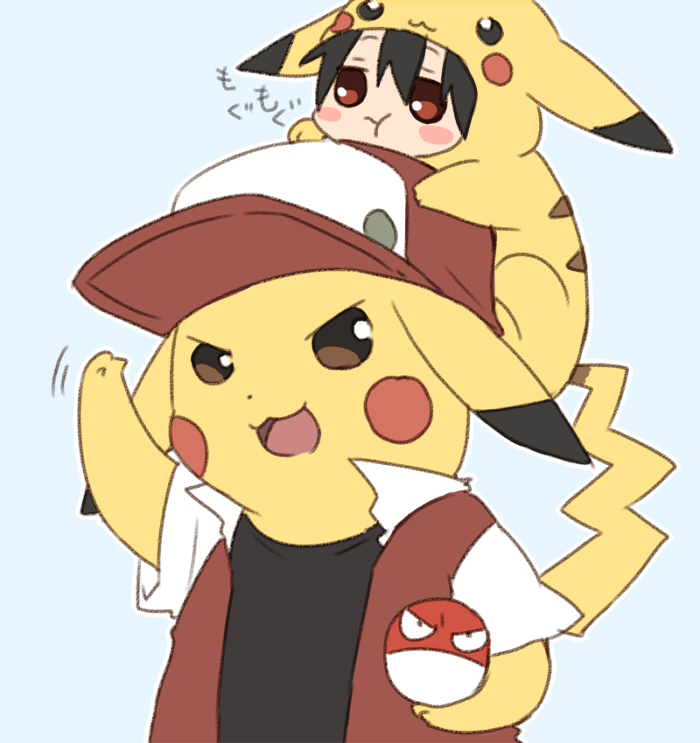 pikachu, red, voltorb, and pixiv red (pokemon and 1 more) drawn by maruki_(punchiki)