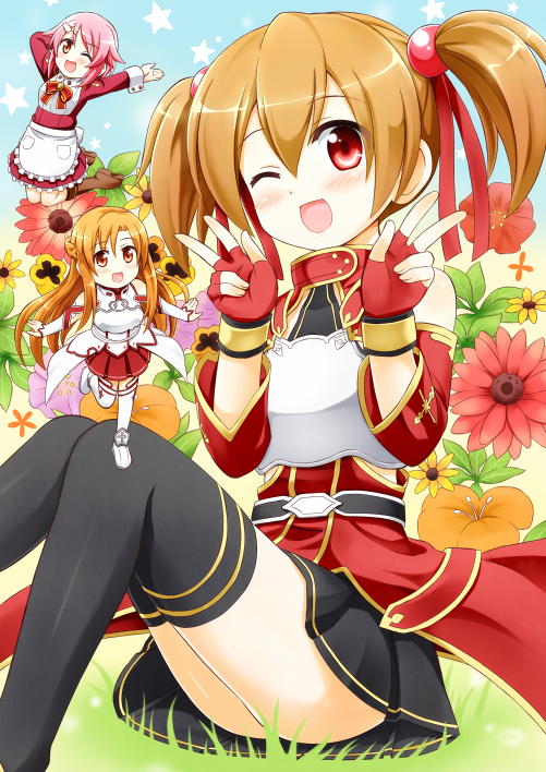 asuna, silica, and lisbeth (sword art online) drawn by nichika_(nitikapo)