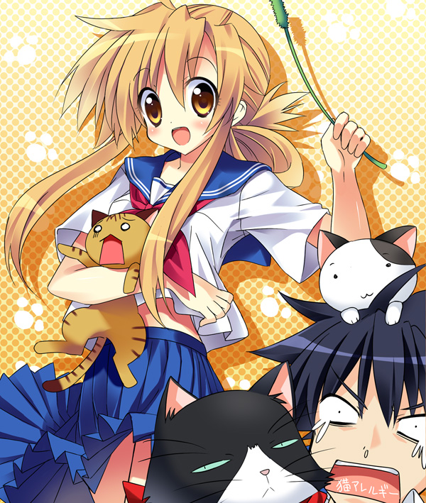 mizuno kaede, nyamsas, tama, and kousaka junpei (nyan koi!) drawn by paco