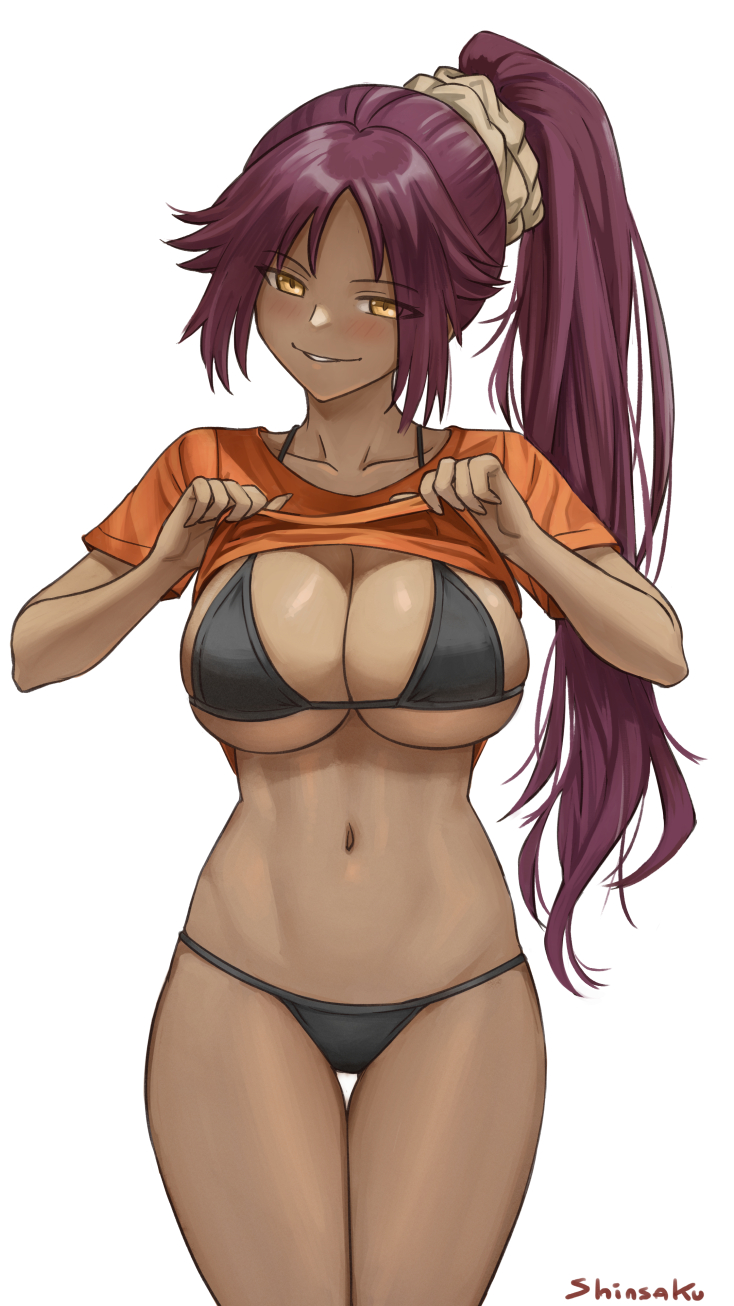 shihouin yoruichi (bleach) drawn by shinsaku_(stan-art)
