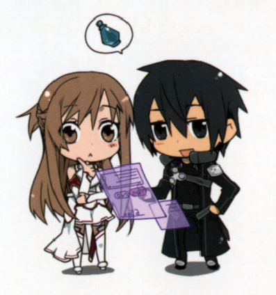 asuna and kirito (sword art online) drawn by bunbun