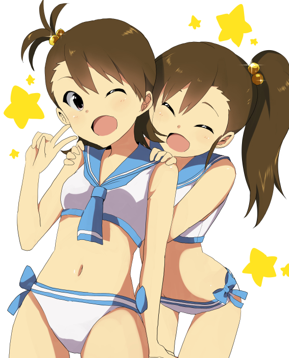 futami mami and futami ami (idolmaster) drawn by natsunagi_takaki