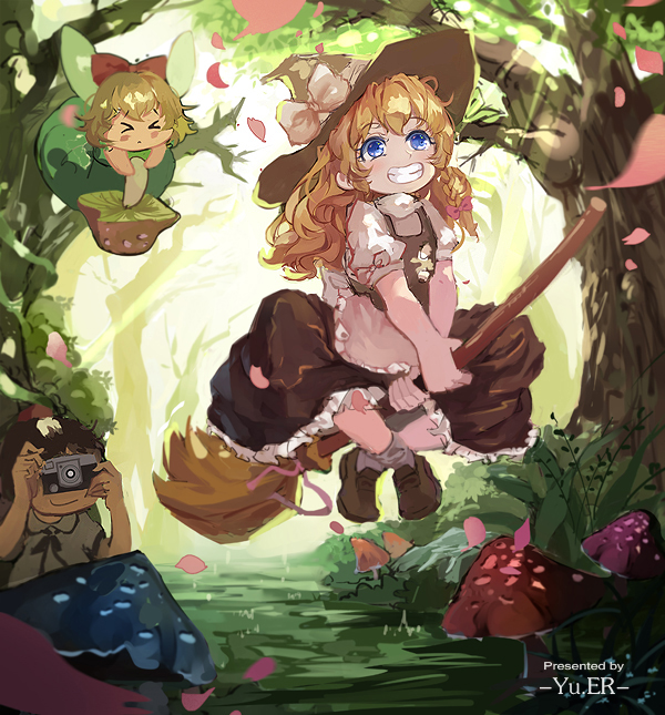 kirisame marisa and shameimaru aya (touhou) drawn by yuer_(miyuexinling)