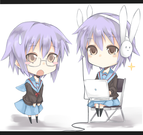 nagato yuki (suzumiya haruhi no yuuutsu and 1 more) drawn by sasaki_kouhei