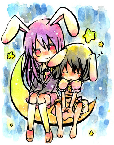 reisen udongein inaba and inaba tewi (touhou) drawn by minomushi_(ocyakai)