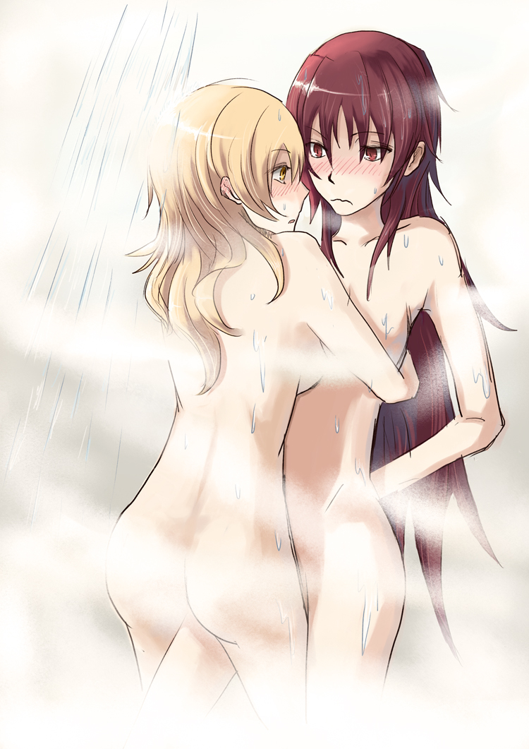 sakura kyoko and tomoe mami (mahou shoujo madoka magica) drawn by die_(die0118)