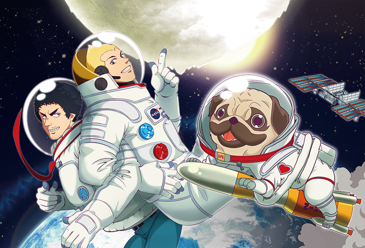 nanba mutta, nanba hibito, and apo (uchuu kyoudai) drawn by r.n