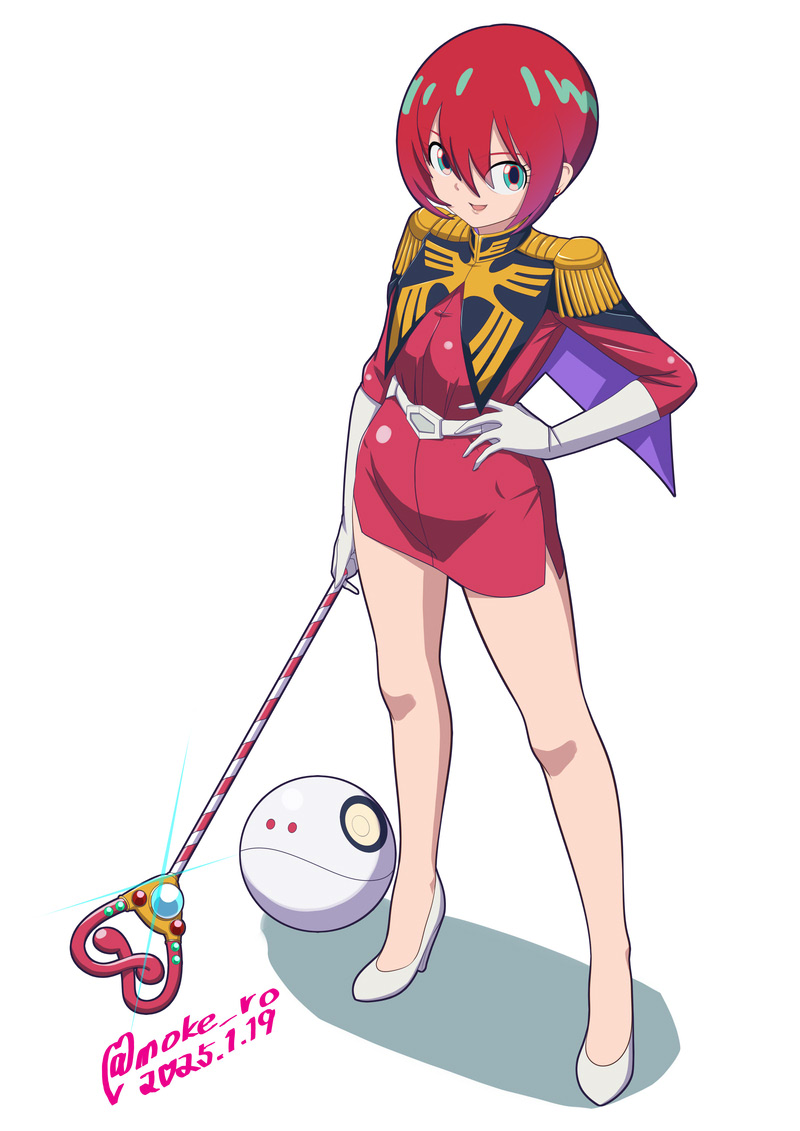 amate yuzuriha, haro, and blaster mari (gundam and 2 more) drawn by moke_ro