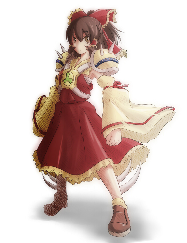 hakurei reimu and chinese gundam (touhou) drawn by ao_usagi