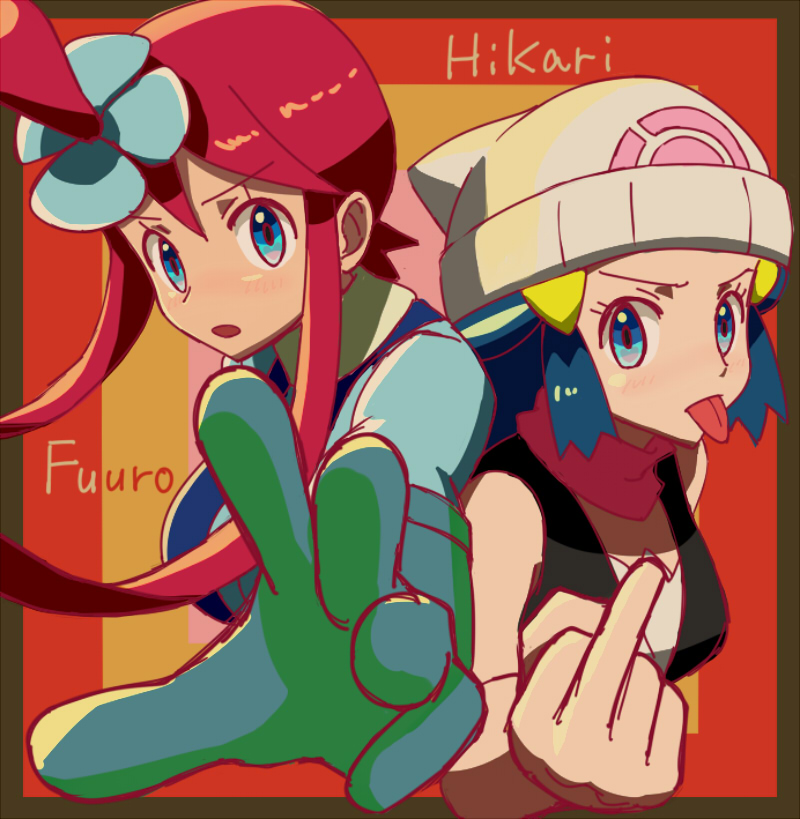 dawn and skyla (pokemon and 2 more) drawn by nakaba