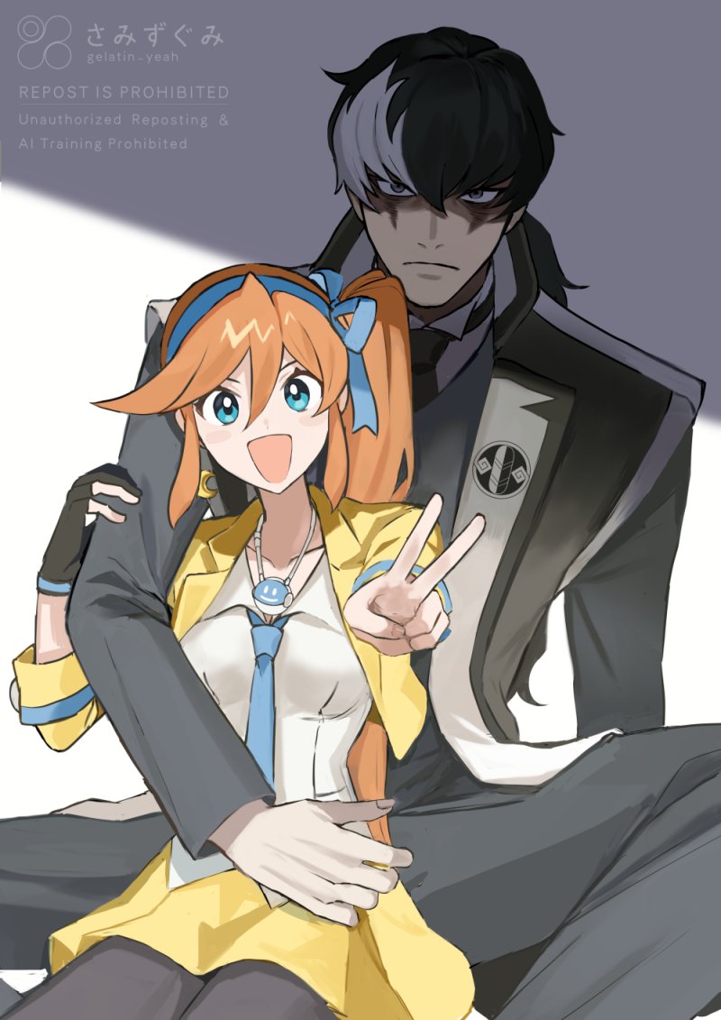 athena cykes and simon blackquill (ace attorney and 1 more) drawn by gumi_(gelatin)
