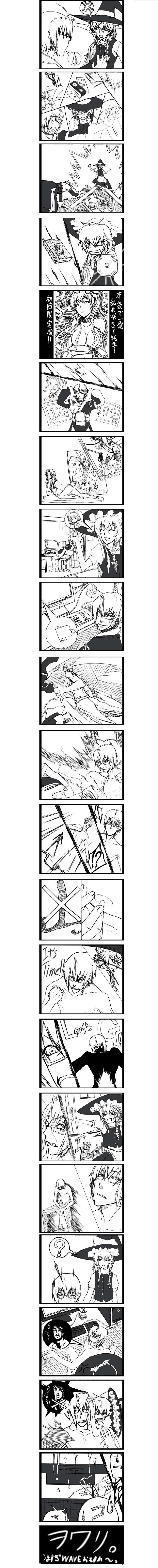 kirisame marisa, alice margatroid, cirno, patchouli knowledge, yakumo yukari, and 4 more (touhou) drawn by k-you_(hikarininare)