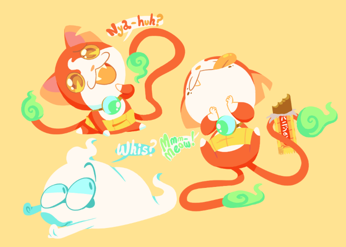 jibanyan and whisper (youkai watch) drawn by kyra_kupetsky