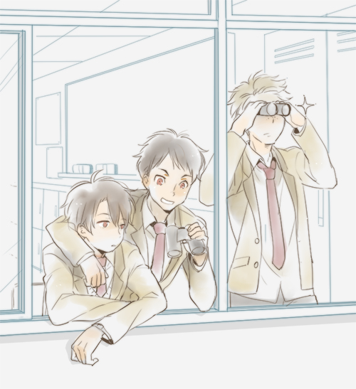 kaizuka inaho, calm craftman, and mikuni okisuke (aldnoah.zero) drawn by jusc0