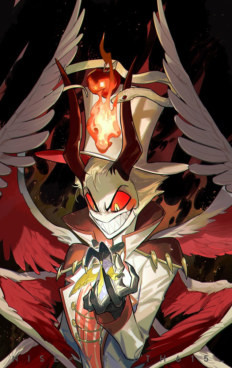 lucifer morningstar and adam (hazbin hotel) drawn by wraith615