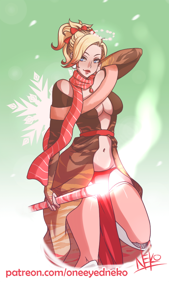 mercy (overwatch and 1 more) drawn by one_eyed_neko