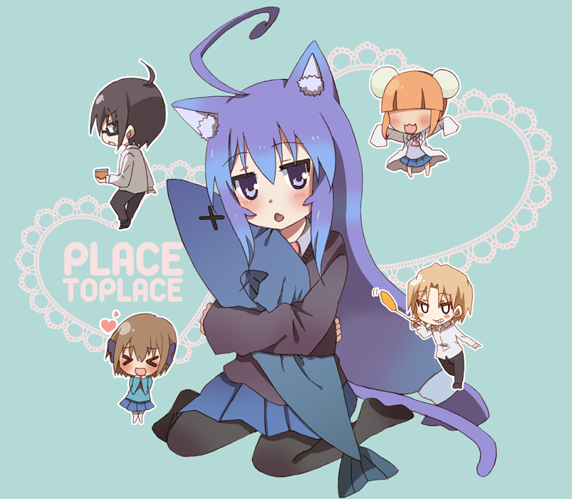 miniwa tsumiki, otonashi io, haruno hime, katase mayoi, and inui sakaki (acchi kocchi) drawn by michocolate