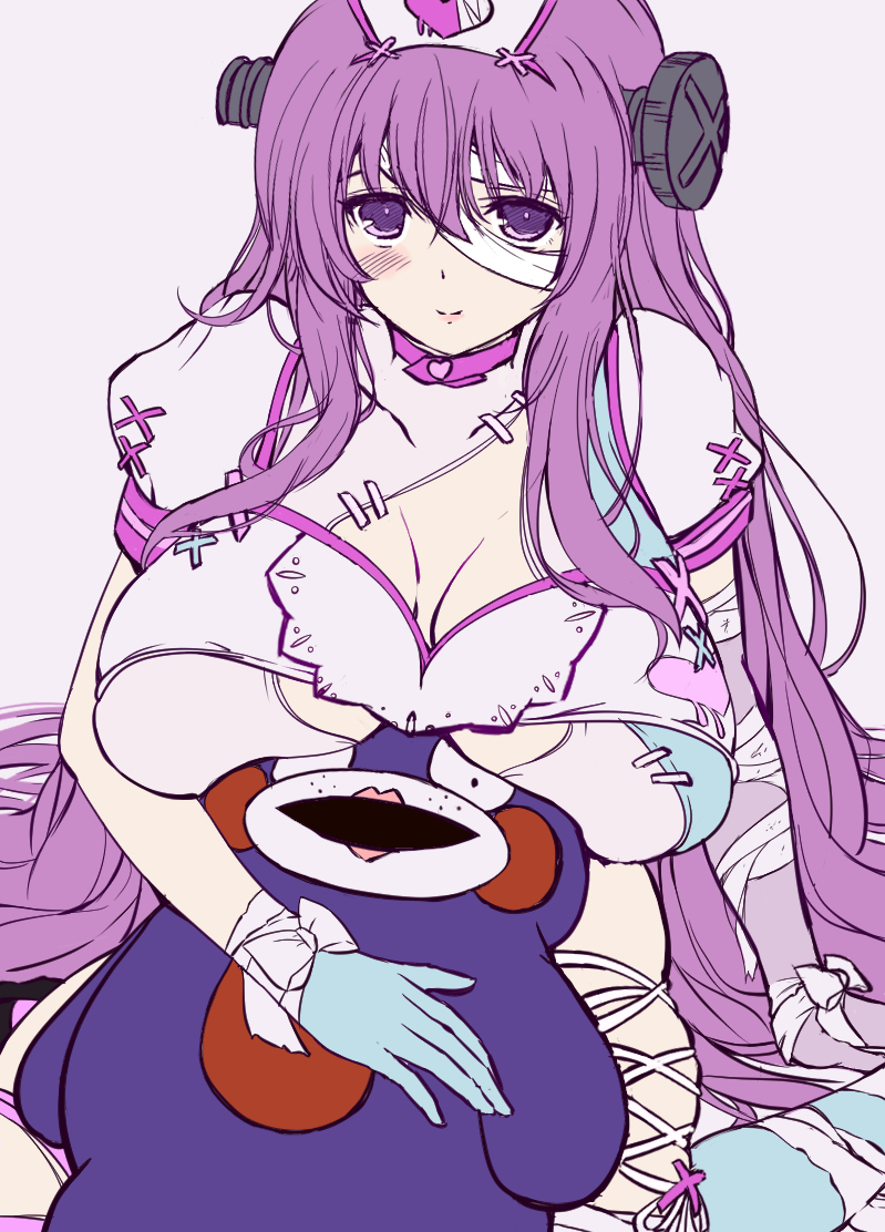 frankenstein's monster, murasaki, and bebe-tan (senran kagura) drawn by ryou.r