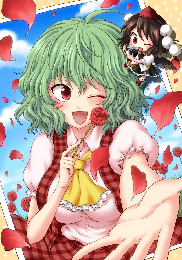 shameimaru aya and kazami yuuka (touhou) drawn by mokku