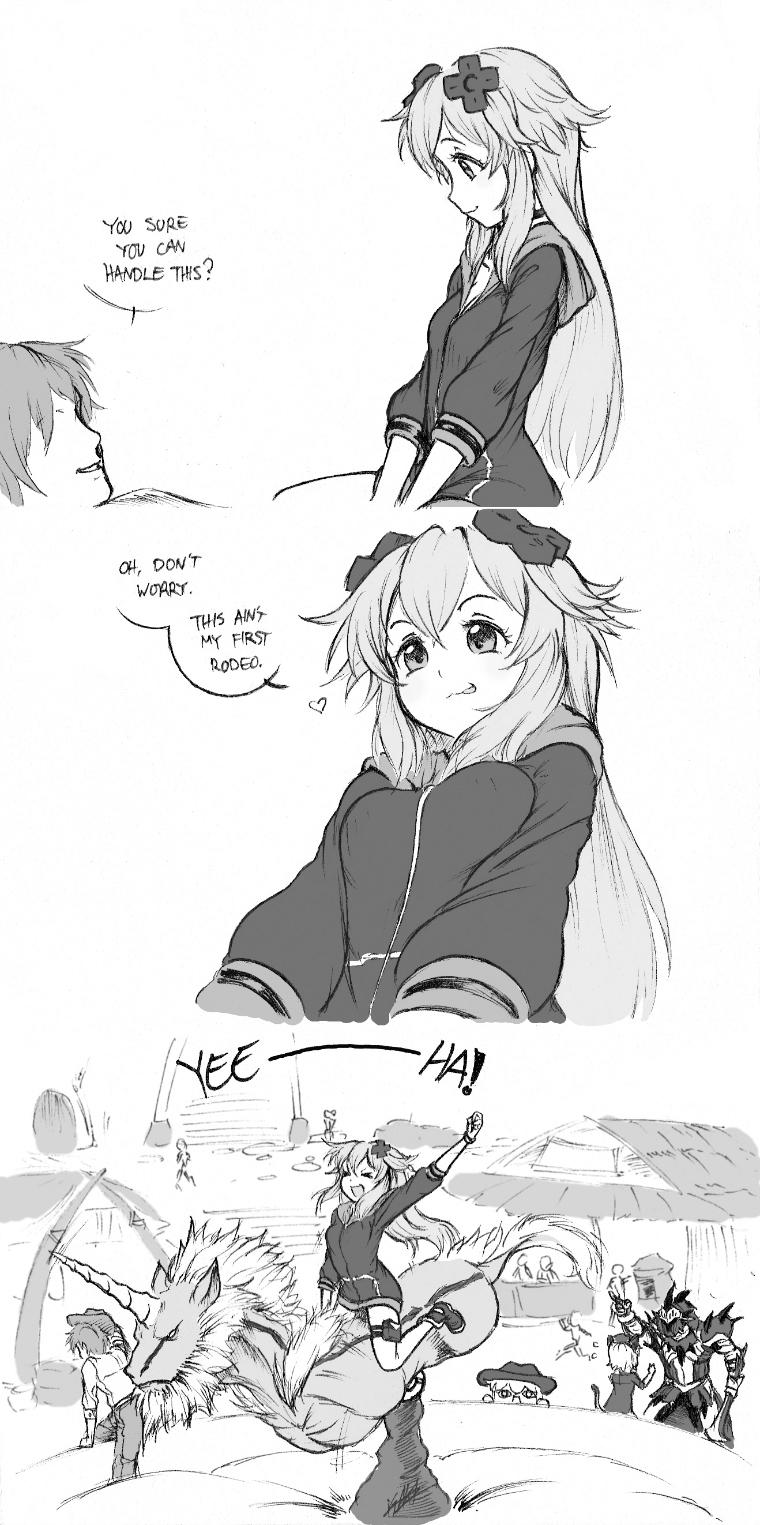 adult neptune, kirin, nepgyaa, and moruu (neptune and 2 more) drawn by isaki_tanaka