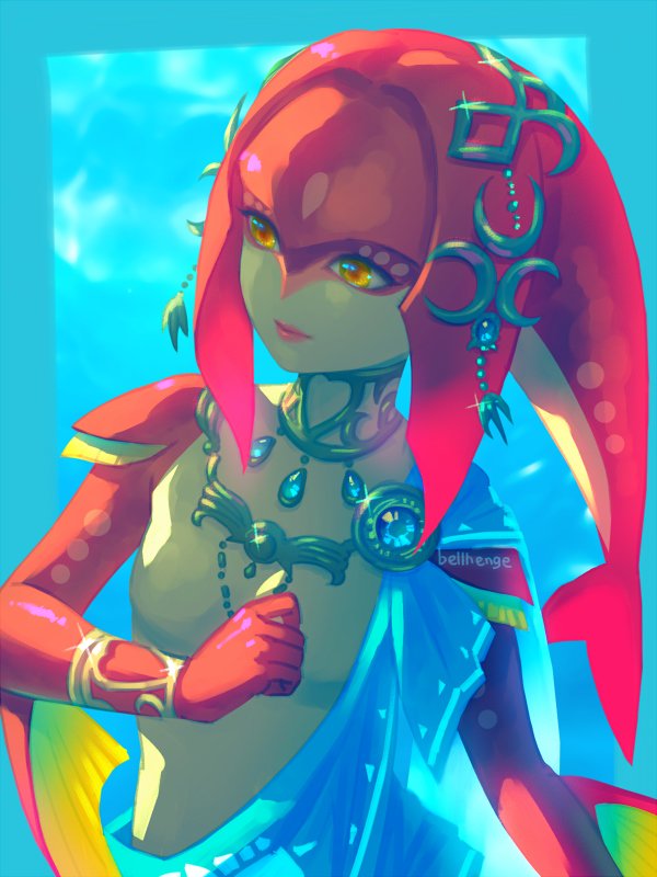 mipha (the legend of zelda and 1 more) drawn by bellhenge