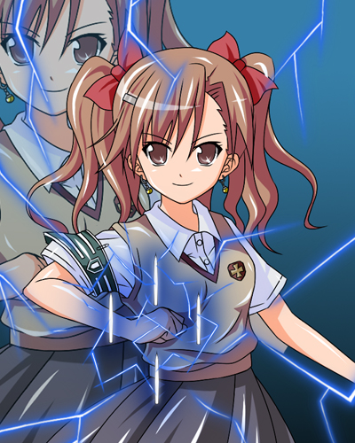 misaka mikoto and shirai kuroko (dragon ball and 3 more) drawn by fal_(falketto)