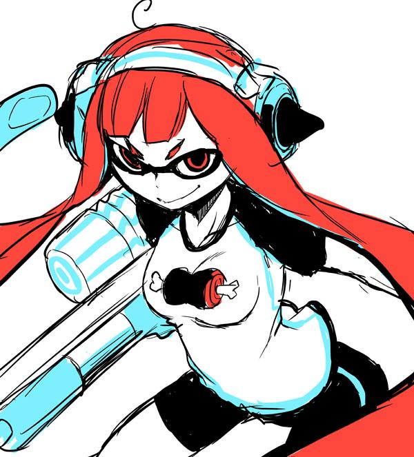 inkling player character and inkling girl (splatoon and 1 more) drawn by yasuda_suzuhito