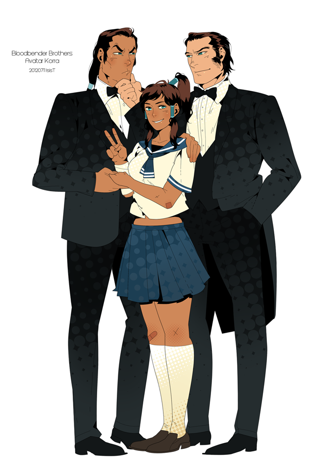 korra, amon, and tarrlok (avatar legends and 1 more) drawn by isist