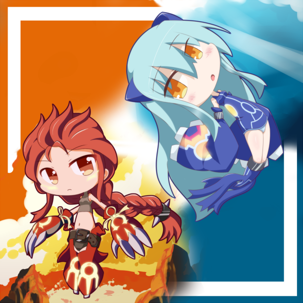 kyogre and groudon (pokemon and 2 more) drawn by shachoo.
