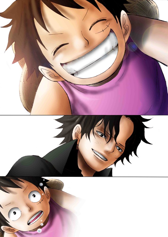 monkey d. luffy and portgas d. ace (one piece) drawn by kara_(acluf-0156)
