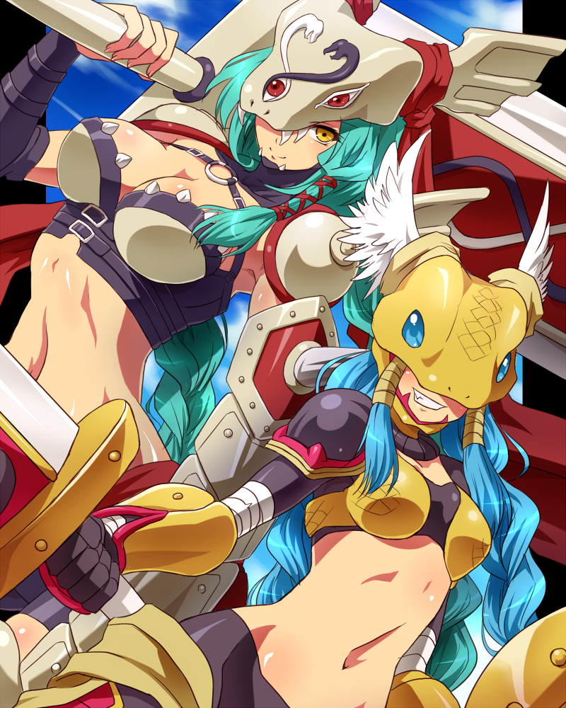 mervamon and minervamon (digimon and 1 more) drawn by mochimako_(mushikera_hoi2)
