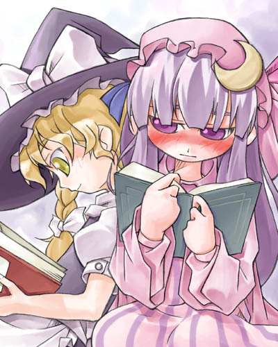 kirisame marisa and patchouli knowledge (touhou) drawn by nyagakiya